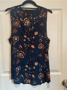 Sanctuary Navy Floral Sleeveless Button-Front Camisole Blouse (M)